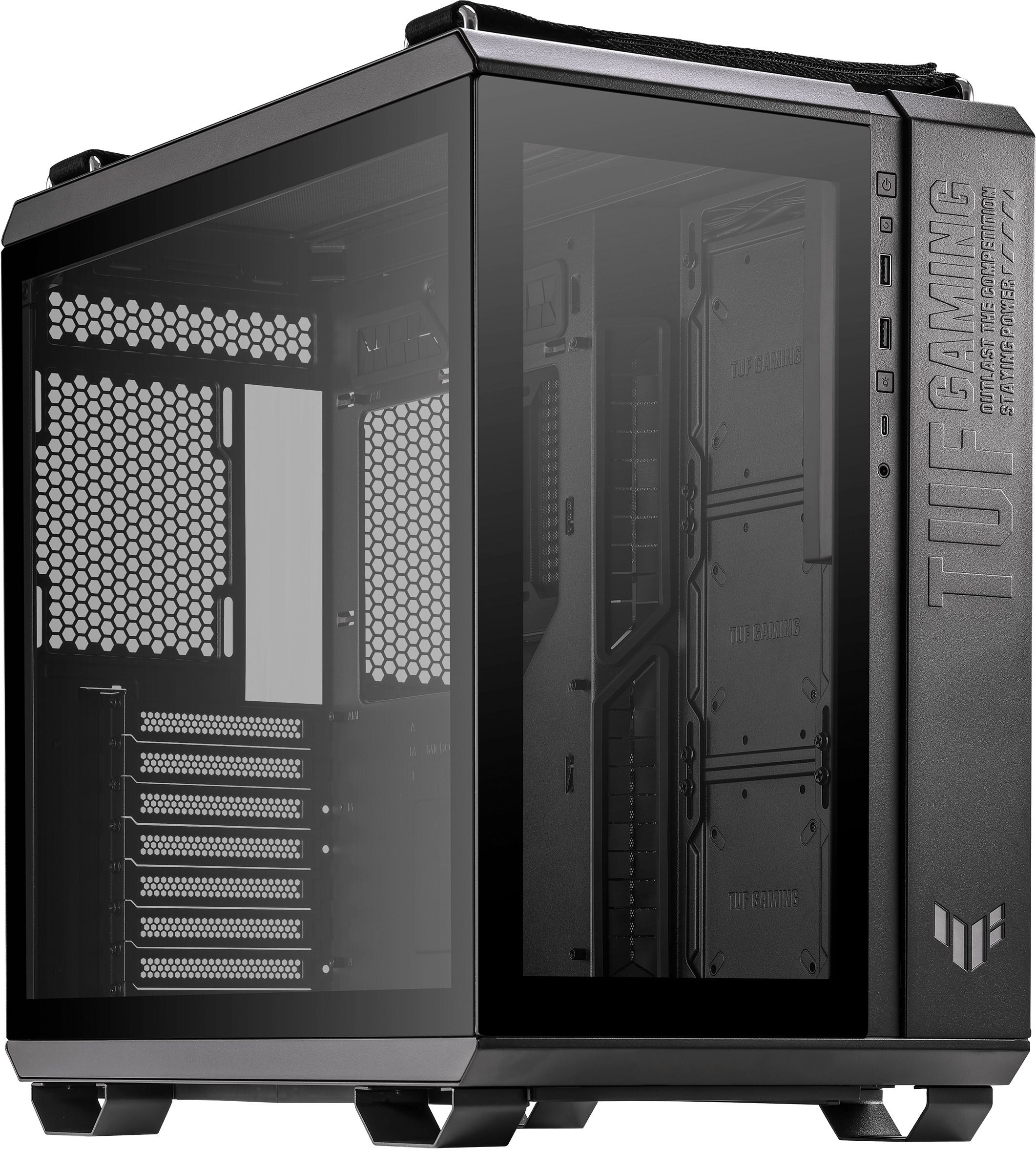 ASUS TUF Gaming GT502 Gaming Case ATX Panoramic View Tempered Glass Front and Side Panel Tool-Free Side Panels